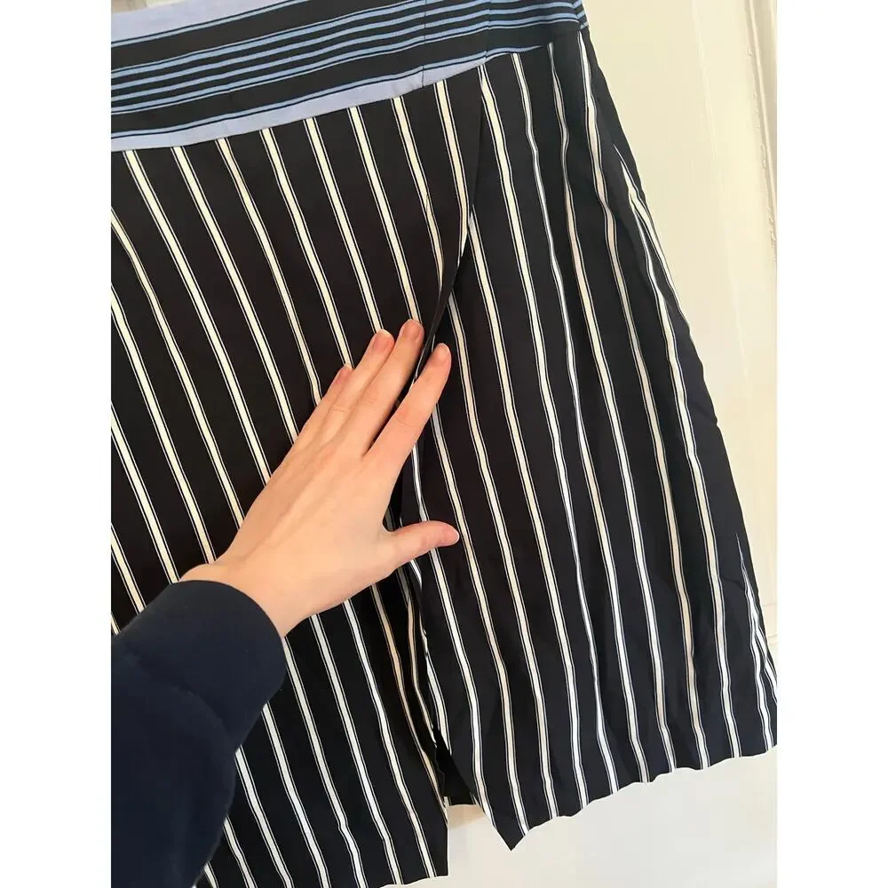 NEW Ann Taylor Loft Pinstripe Faux Wrap Skirt Black Blue Stripe Women's 2 P Work - Picture 11 of 13